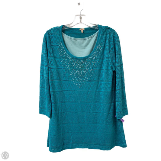 Top Long Sleeve By Reba In Blue, Size: L