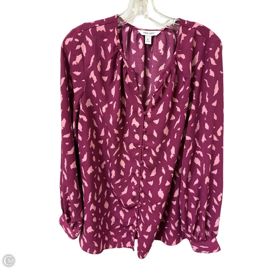 Blouse Long Sleeve By Nine West In Purple, Size: Xl