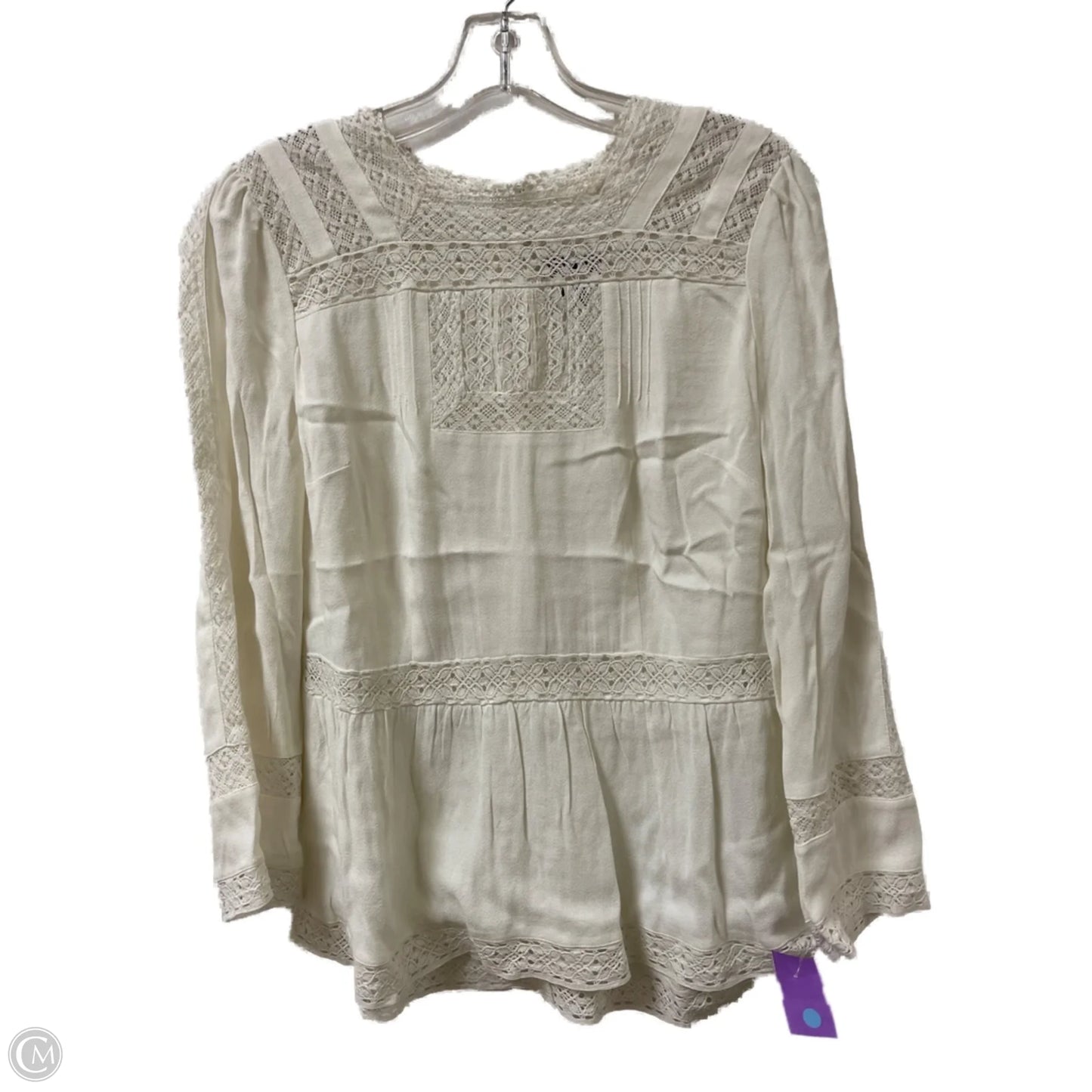 Top Long Sleeve By Clothes Mentor In White, Size: M