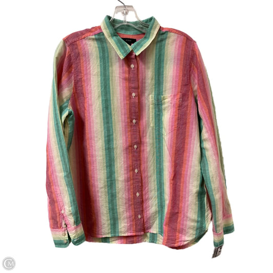 Blouse Long Sleeve By J. Crew In Multi-colored, Size: Xl