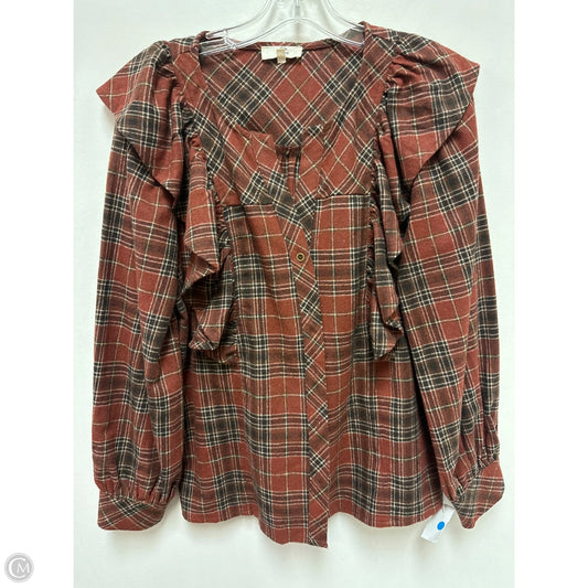 Blouse Long Sleeve By Entro In Red, Size: M