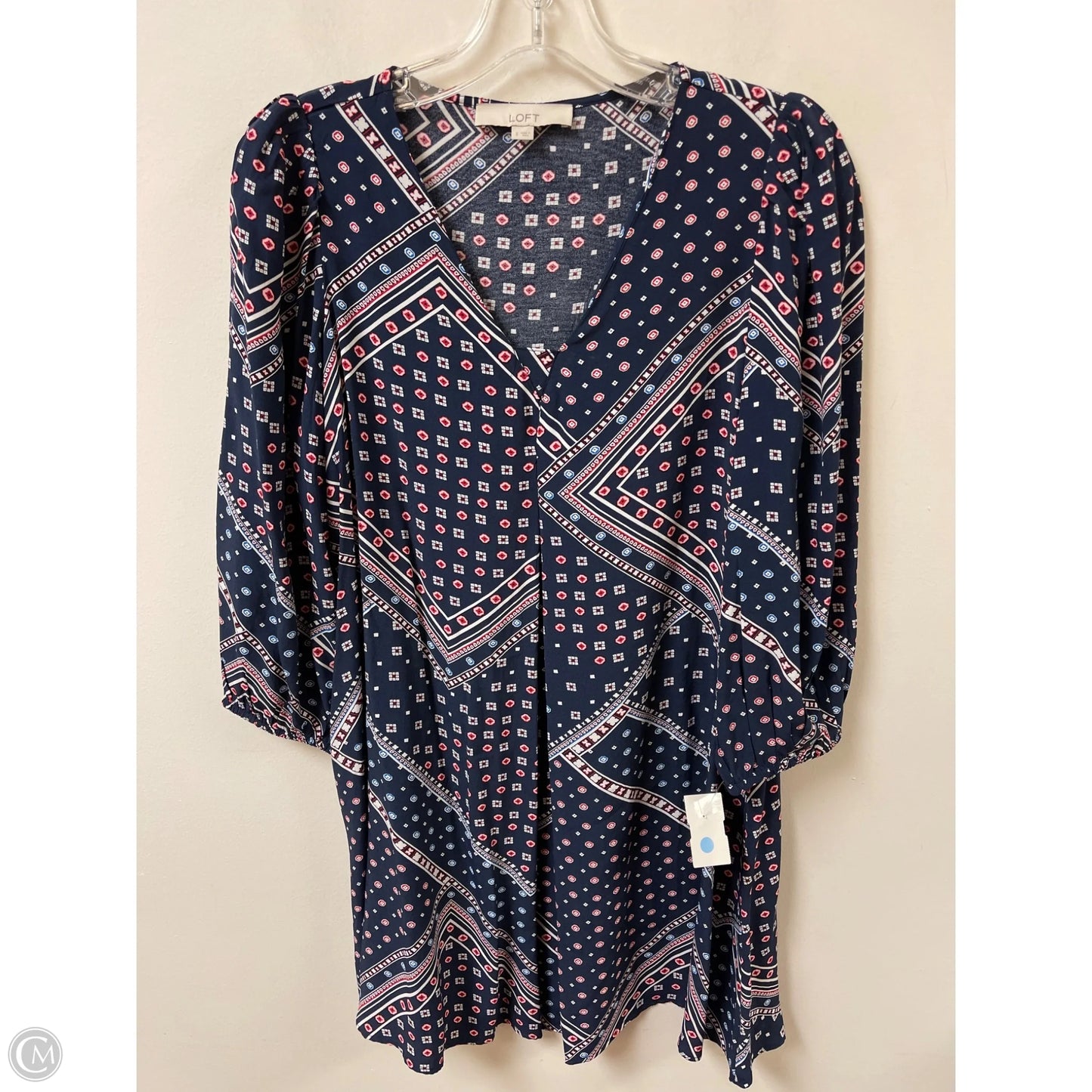 Dress Casual Midi By Loft In Blue & Red, Size: S