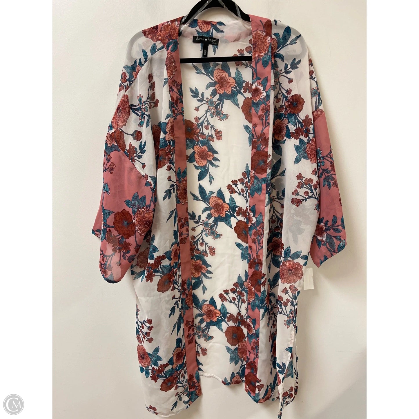 Kimono By Derek Heart In Floral Print, Size: 2x