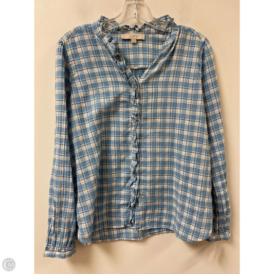 Blouse Long Sleeve By Loft In Blue, Size: L