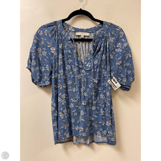 Top Short Sleeve By Loft In Blue, Size: Xs