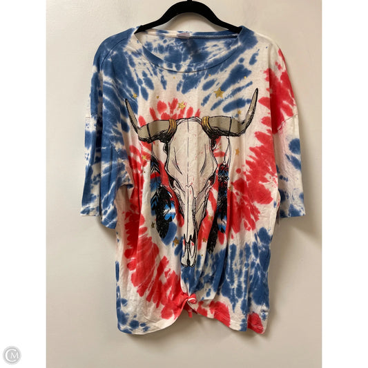 Top Short Sleeve By No Boundaries In Blue & Red & White, Size: 2x