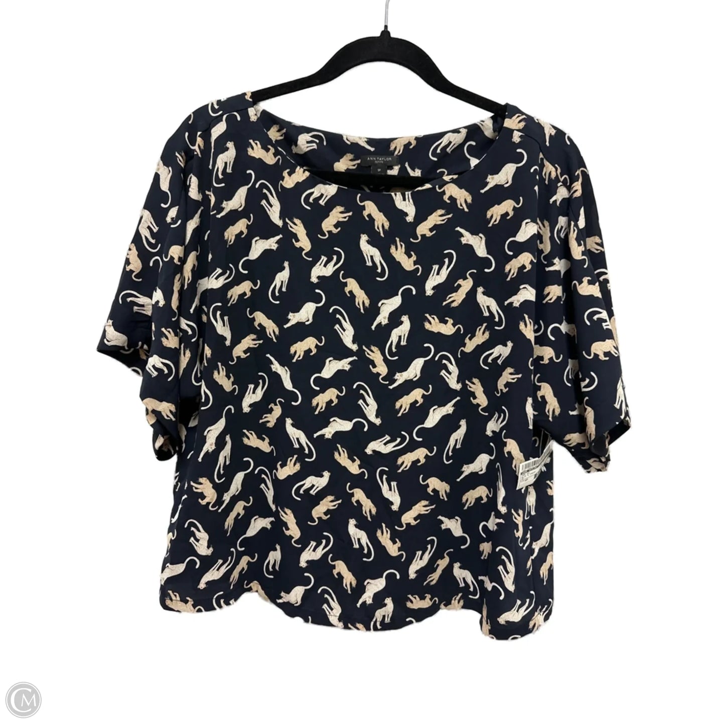 Top Short Sleeve By Ann Taylor In Blue & Cream, Size: Sp