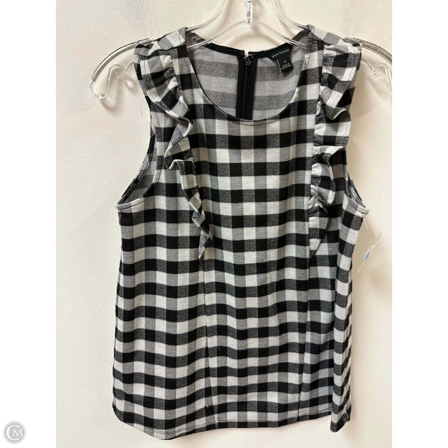 Top Sleeveless By Ann Taylor In Black & Grey, Size: M