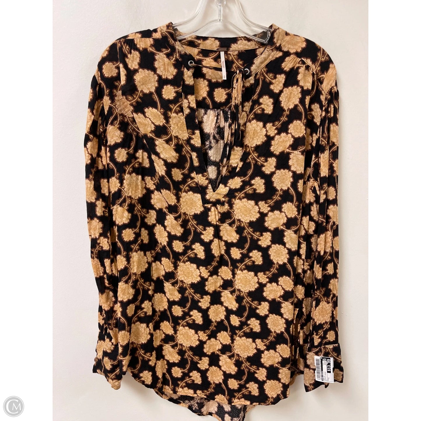 Top Long Sleeve By Free People In Black & Brown, Size: S