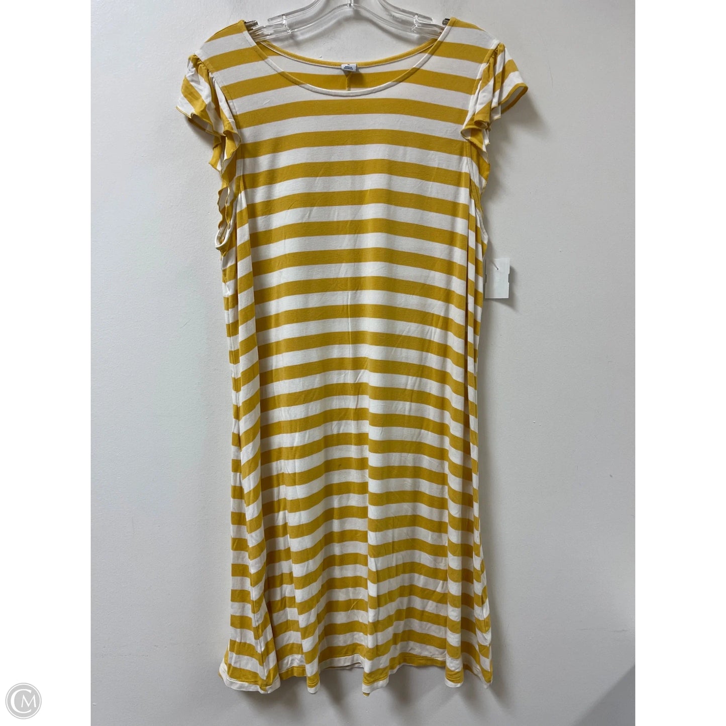 Dress Casual Midi By Old Navy In White & Yellow, Size: Xl