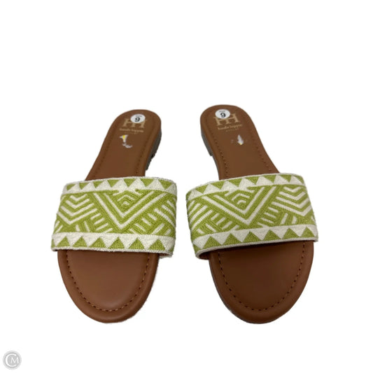 Sandals Flats By Haute Hippie In Green & White, Size: 9