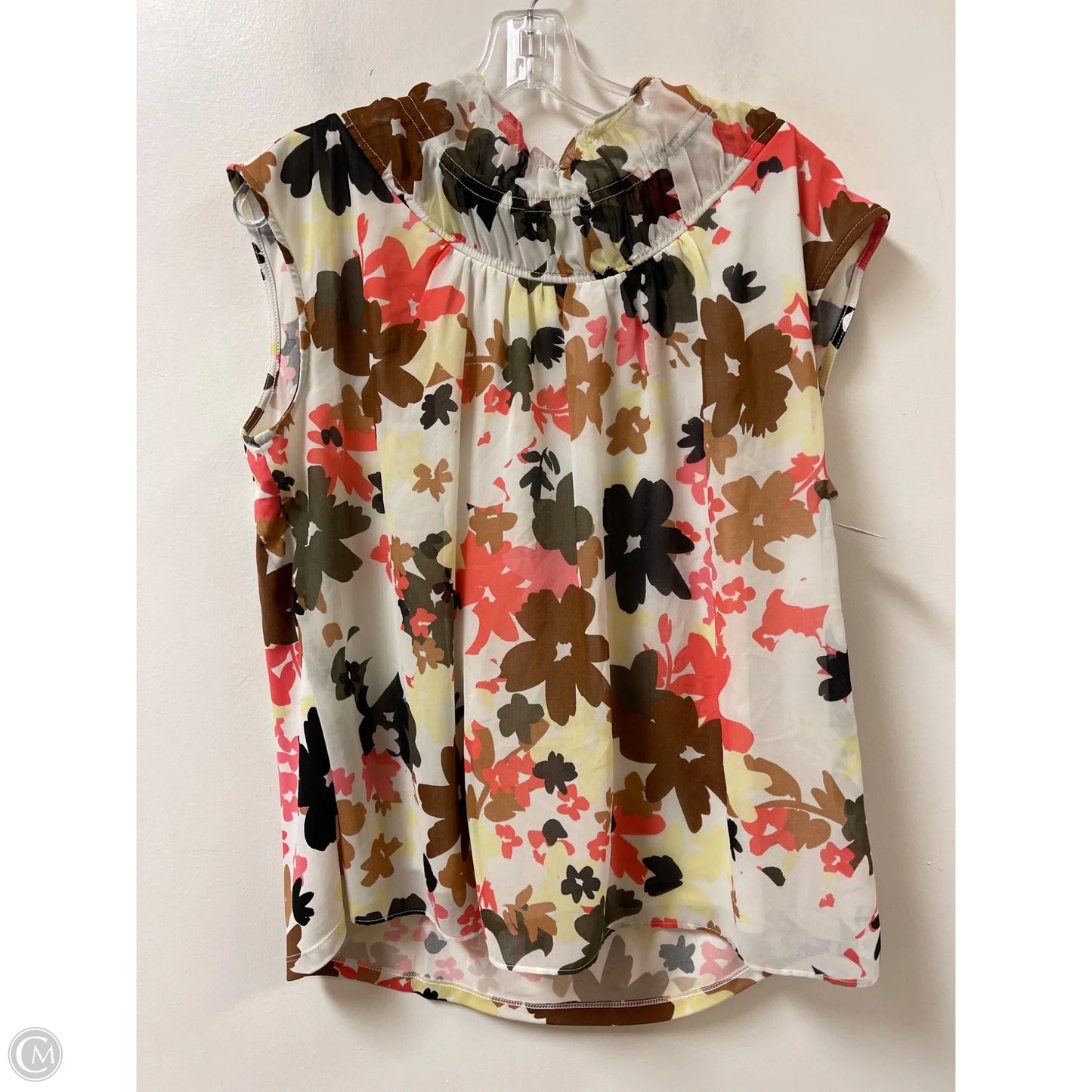 Top Sleeveless By Calvin Klein In Floral Print, Size: L