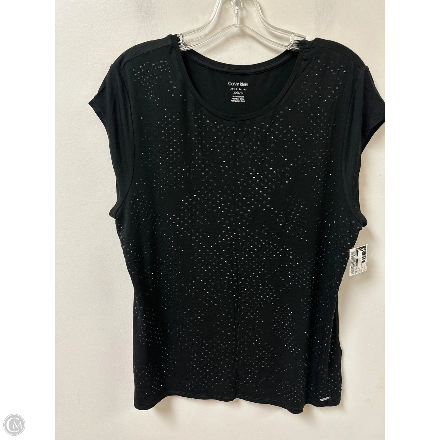 Top Short Sleeve By Calvin Klein In Black, Size: Xl