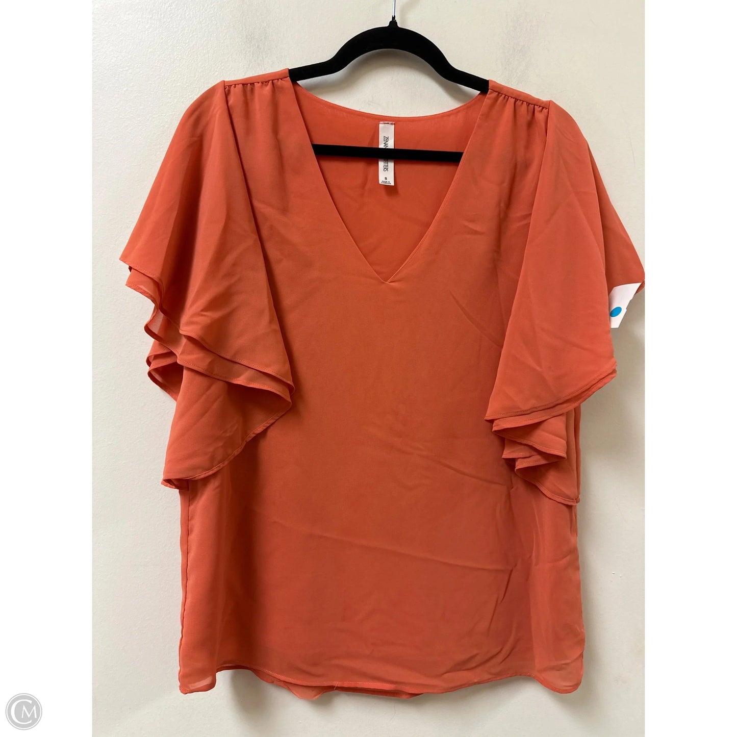 Top Short Sleeve By Zenana Outfitters In Orange, Size: S
