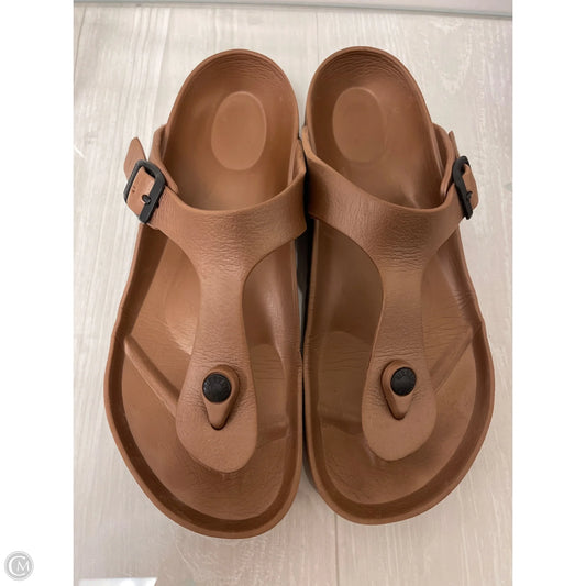Sandals Flip Flops By Birkenstock In Gold, Size: 8.5