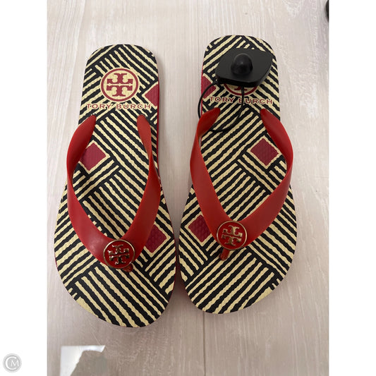 Sandals Designer By Tory Burch In Black & Red, Size: 5
