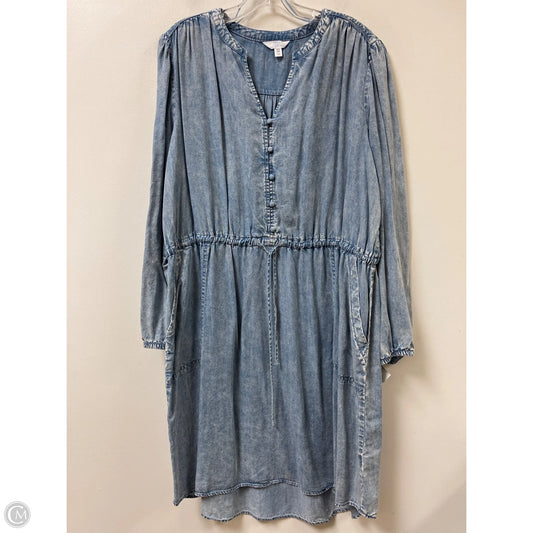 Dress Casual Midi By Time And Tru In Blue Denim, Size: 1x