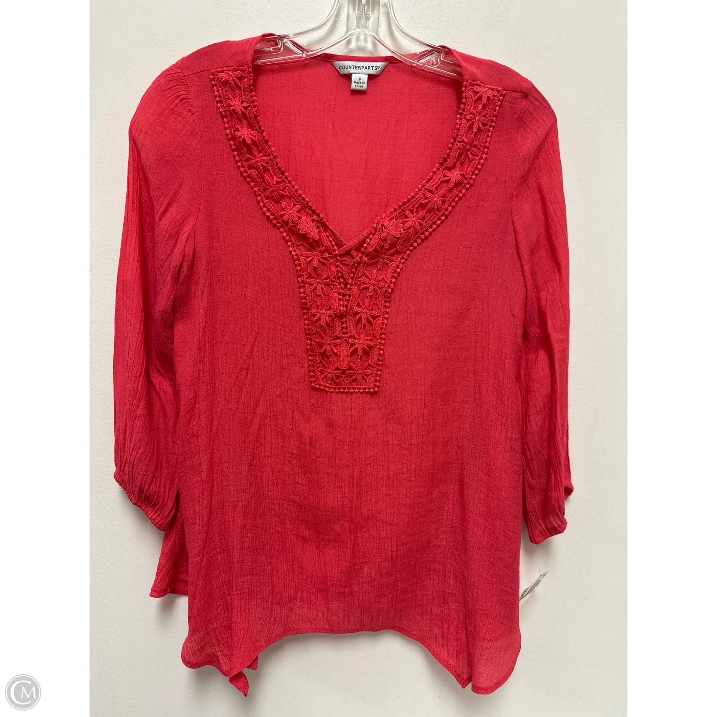 Top Long Sleeve By Counterparts In Pink, Size: S