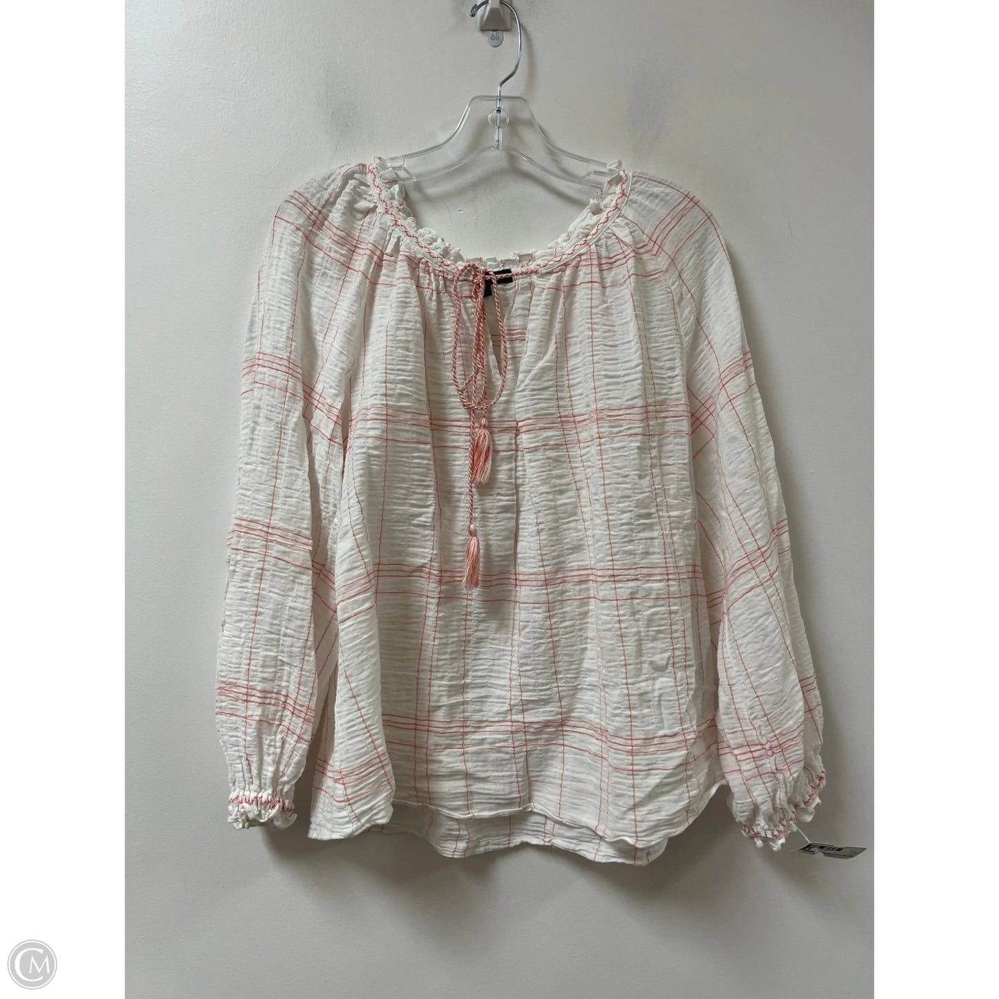 Top Long Sleeve By Max Edition In Orange & White, Size: Xl