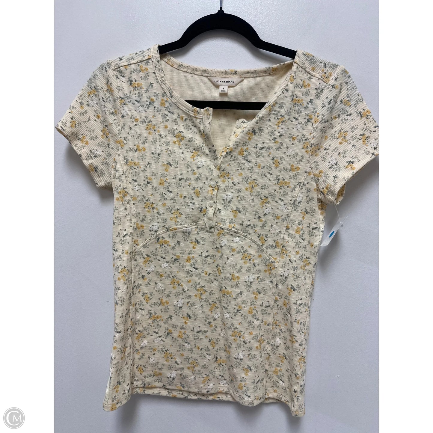 Top Short Sleeve By Lucky Brand In Yellow, Size: M