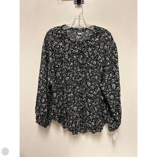 Top Long Sleeve By Old Navy In Black & Cream, Size: Xl