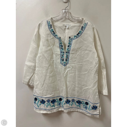 Top Long Sleeve By Charter Club In Blue & White, Size: L