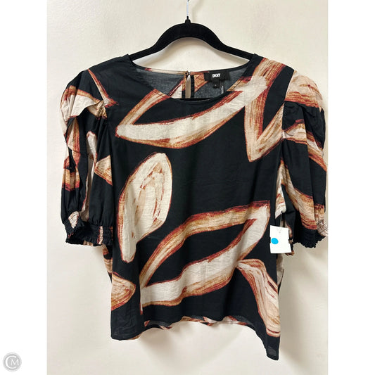 Top Short Sleeve By Dkny In Black & Orange, Size: L