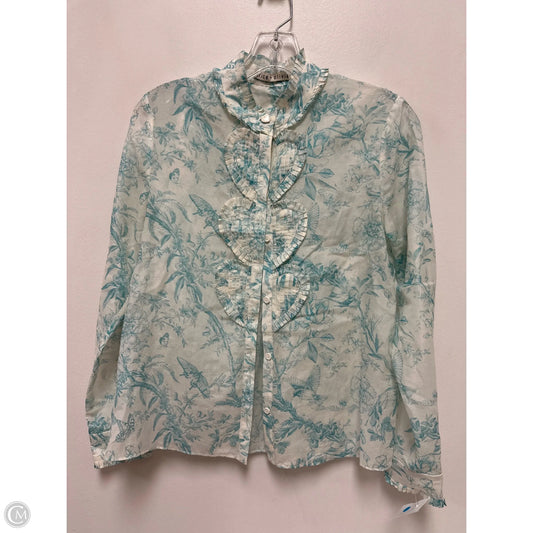 Blouse Designer By Alice + Olivia In Blue & White, Size: S