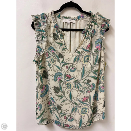 Top Sleeveless By Loft In Floral Print, Size: L