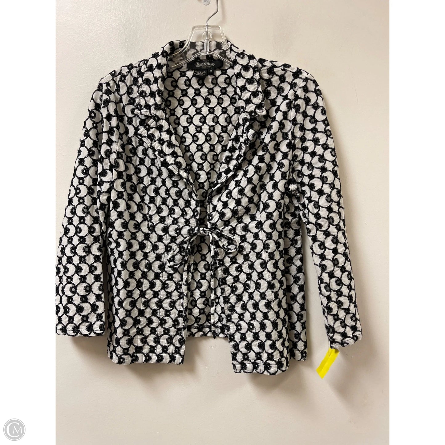 Blouse Short Sleeve By Peck And Peck In Black & White, Size: M