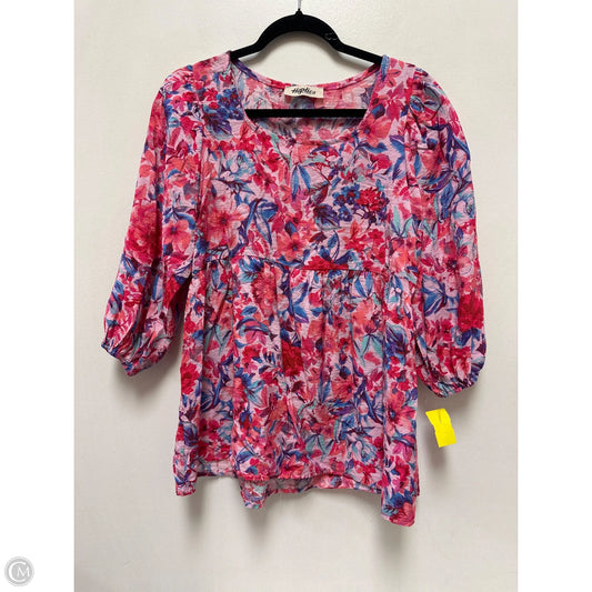 Top Short Sleeve By Haptics In Floral Print, Size: M