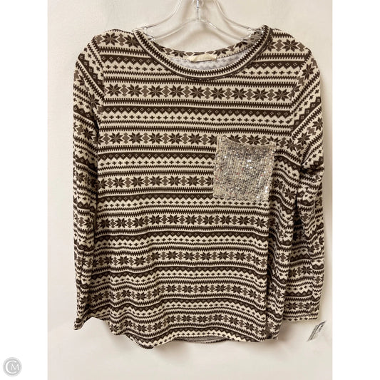 Top Long Sleeve By Clothes Mentor In Brown & Cream, Size: M