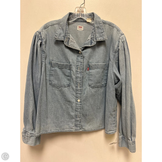 Blouse Long Sleeve By Levis In Blue Denim, Size: M