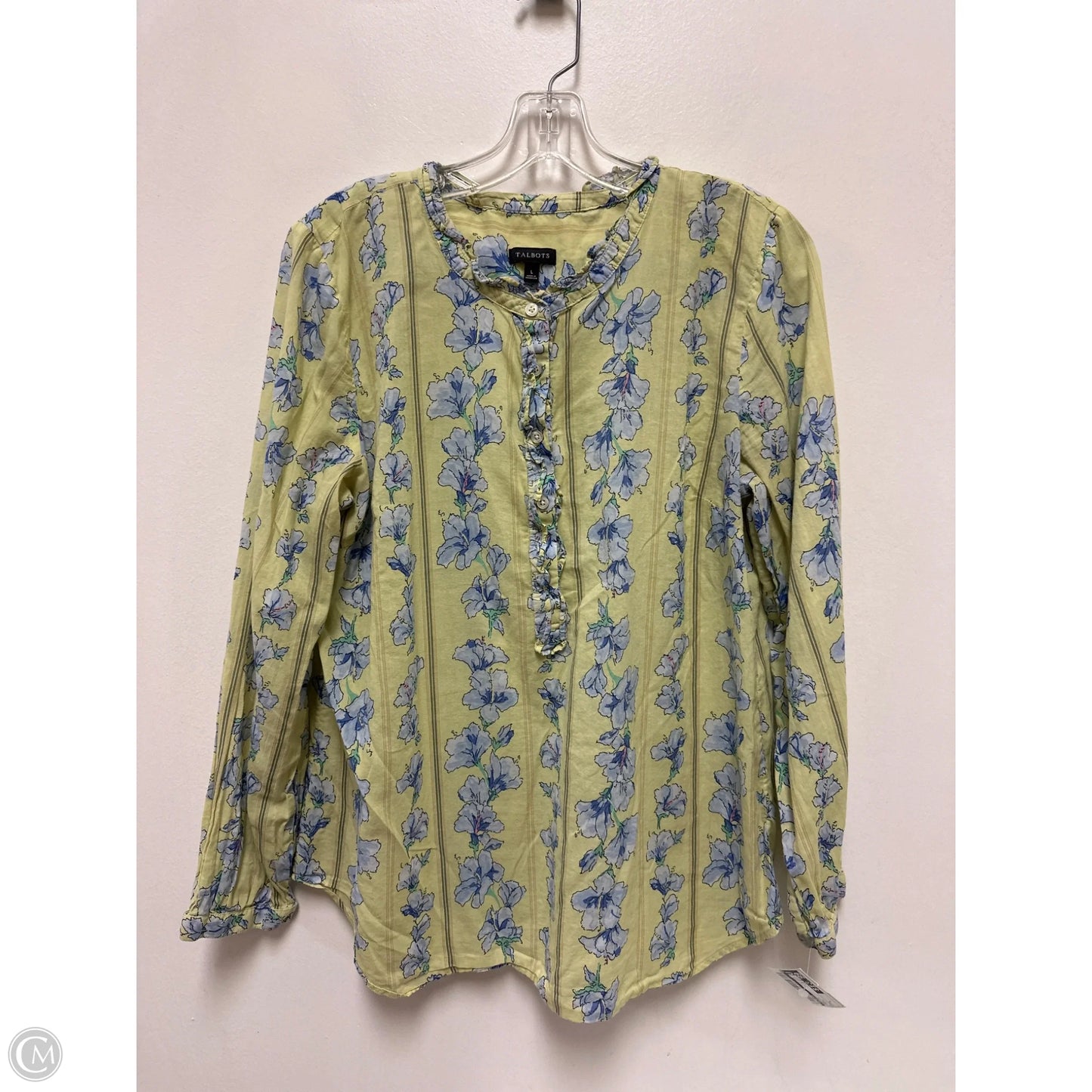 Top Long Sleeve By Talbots In Green, Size: L