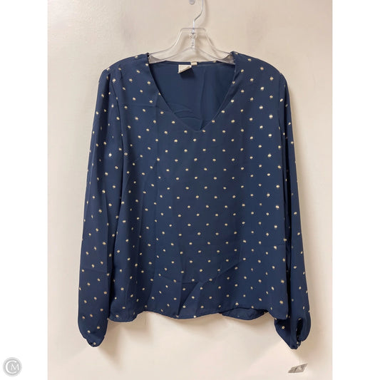 Top Long Sleeve By Kaileigh In Navy, Size: S