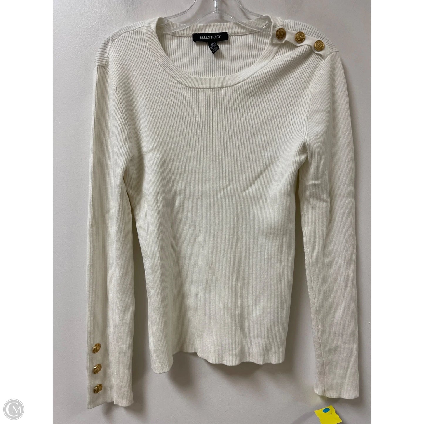 Top Long Sleeve By Ellen Tracy In Cream, Size: L