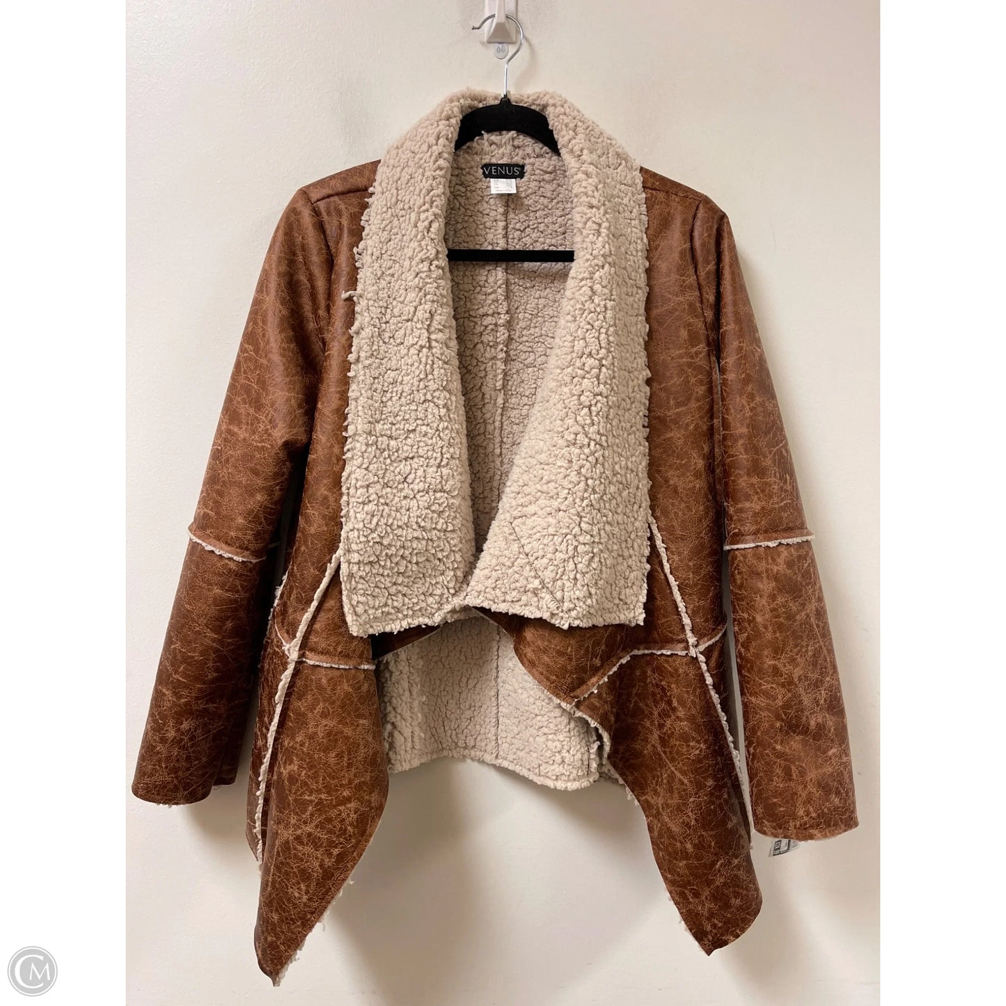 Coat Faux Fur & Sherpa By Venus In Brown, Size: S