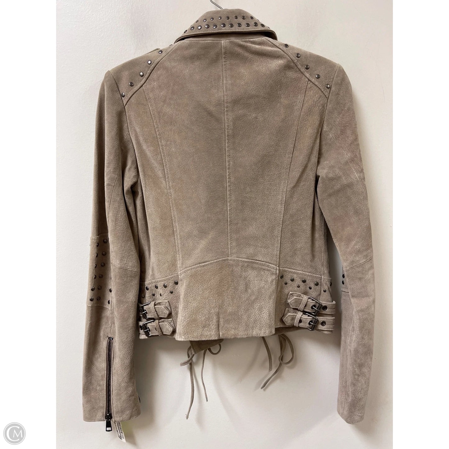 Jacket Moto Leather By Bagatelle In Taupe, Size: S