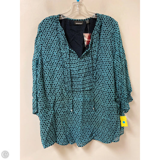 Top Long Sleeve By Avenue In Black & Blue, Size: 1x