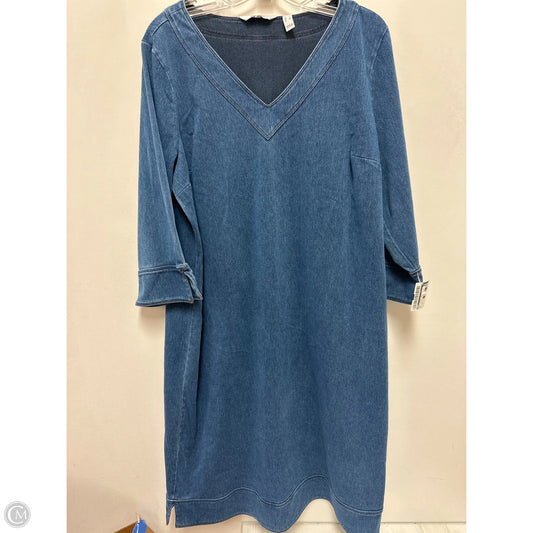Dress Casual Midi By D&co. In Blue Denim, Size: Xl