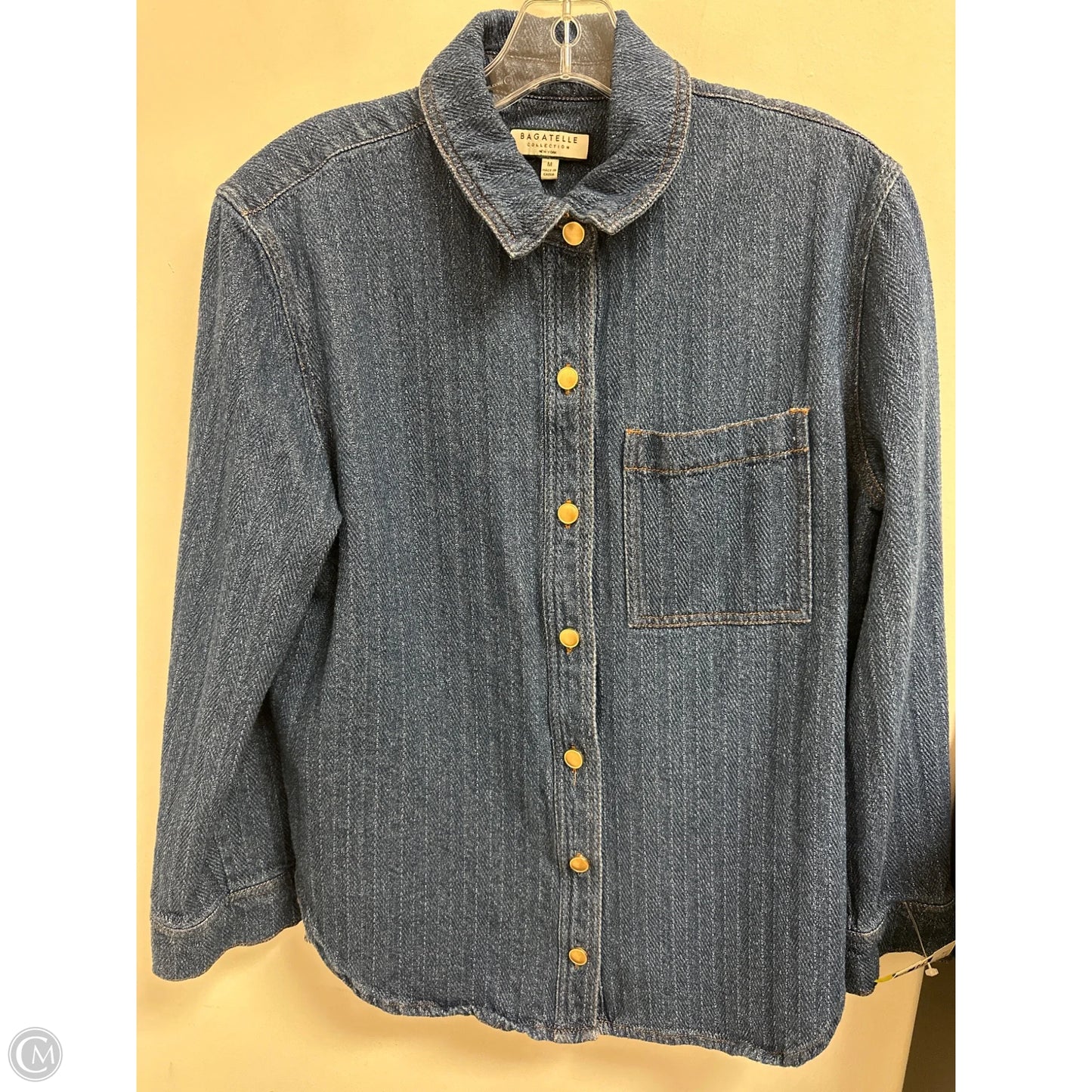 Blouse Long Sleeve By Bagatelle In Blue Denim, Size: M