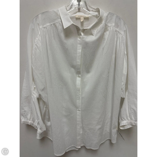 Blouse Long Sleeve By Grade & Gather In White, Size: L