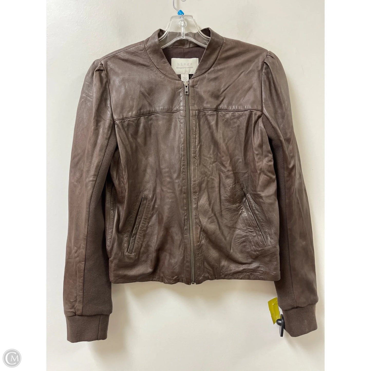 Jacket Leather By Hinge In Brown, Size: L