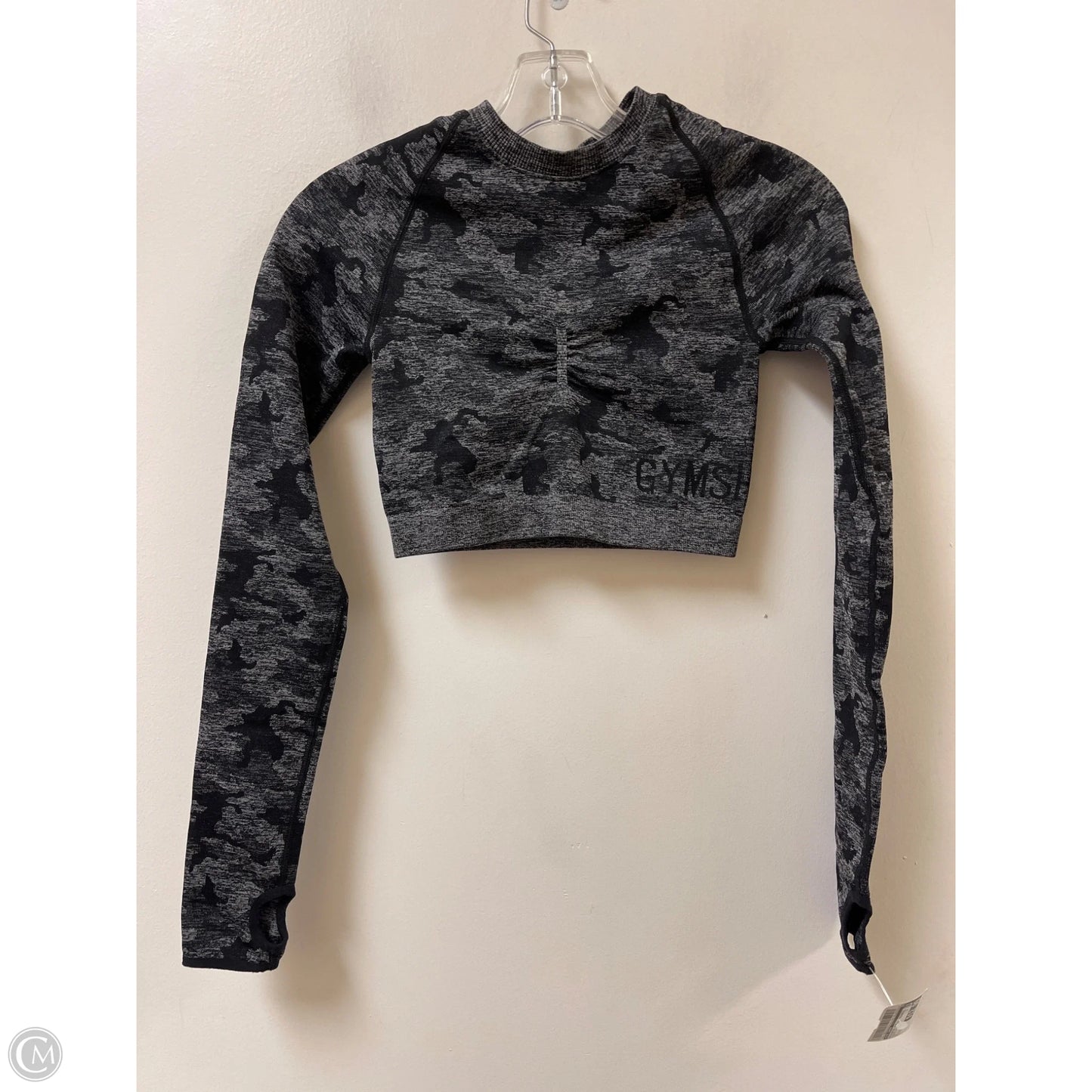 Athletic Top Long Sleeve Crewneck By Gym Shark In Black & Grey, Size: S