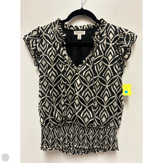 Top Sleeveless By Tamara H In Black & Cream, Size: M