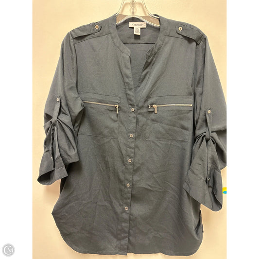 Blouse Long Sleeve By Calvin Klein In Blue, Size: M