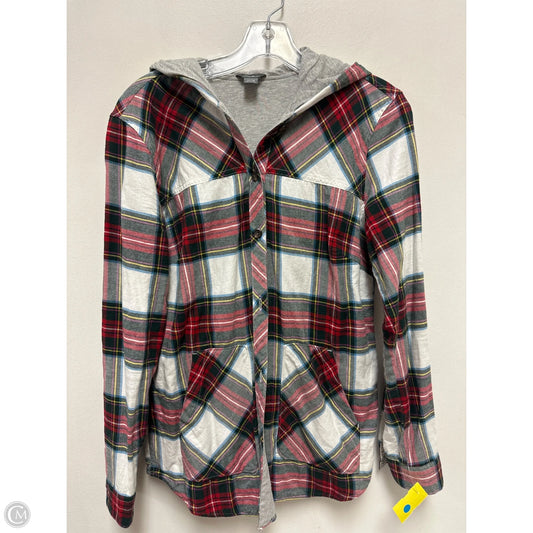 Blouse Long Sleeve By Eddie Bauer In Plaid Pattern, Size: M