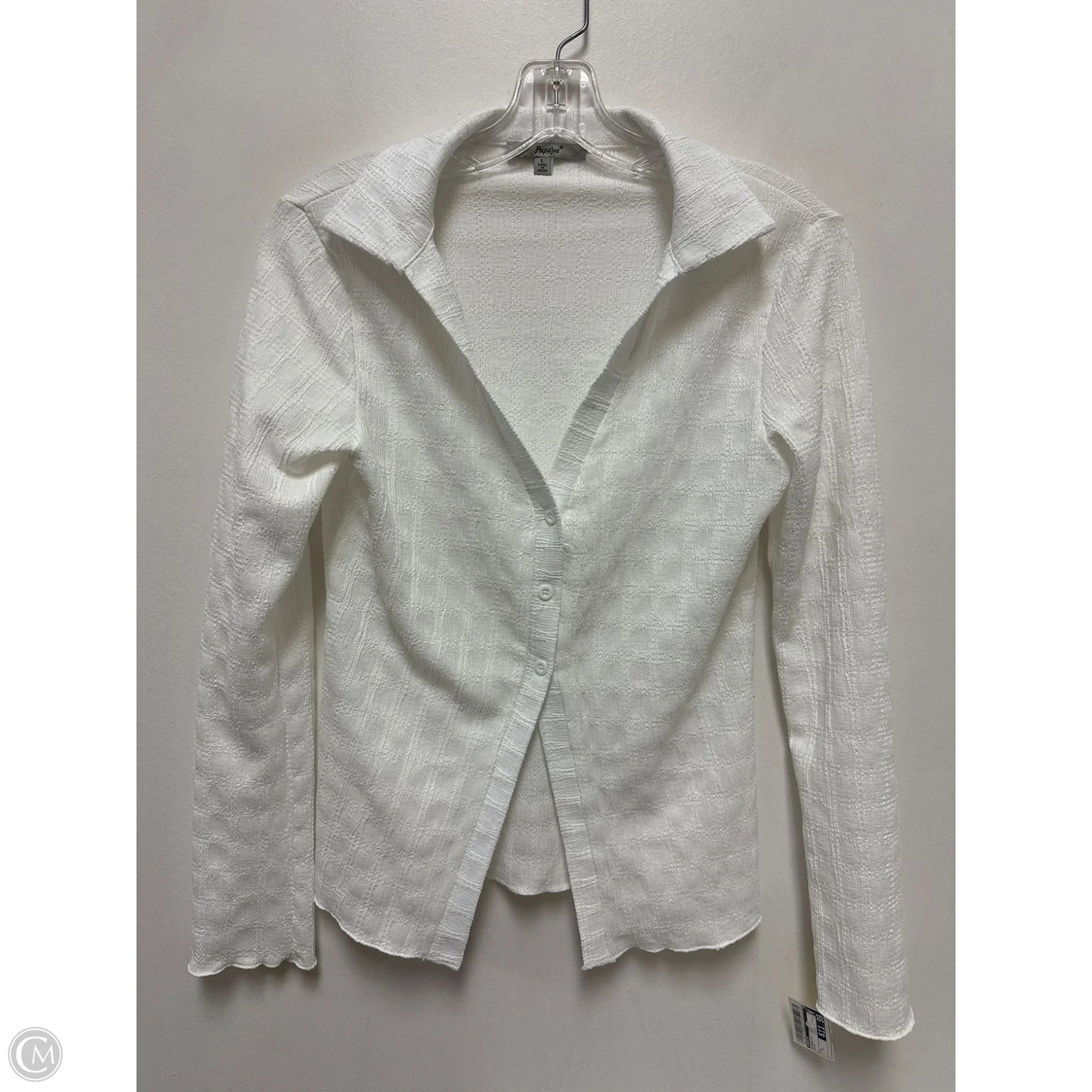 Blouse Long Sleeve By Papaya In White, Size: L
