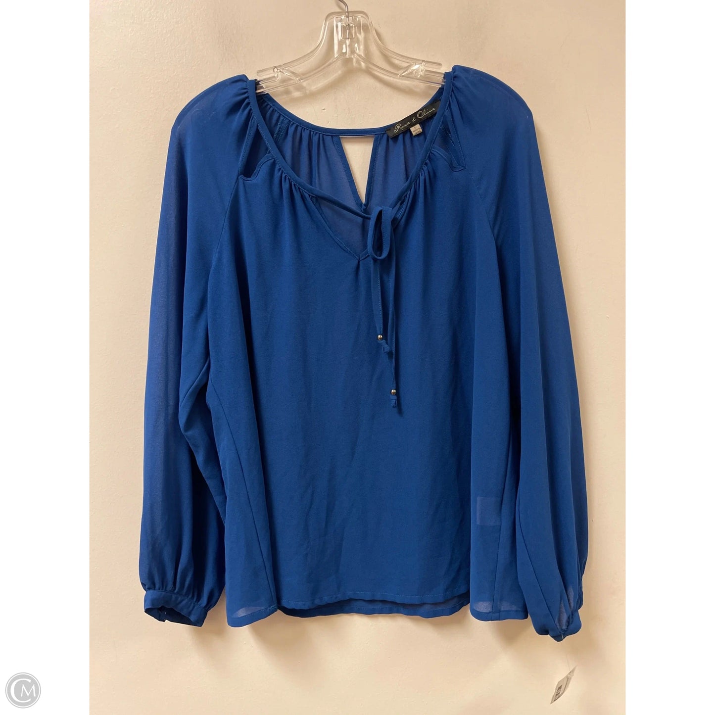 Top Long Sleeve By Rose And Olive In Blue, Size: L