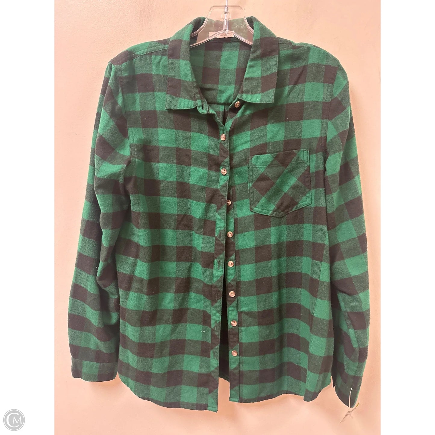 Blouse Long Sleeve By Maurices In Black & Green, Size: L